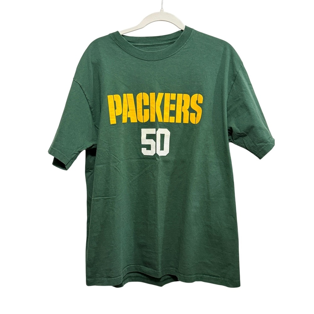 Reebok Green Bay Packers AJ Hawk 50 Mens Large Green Short Sleeve T-Shirt NFL